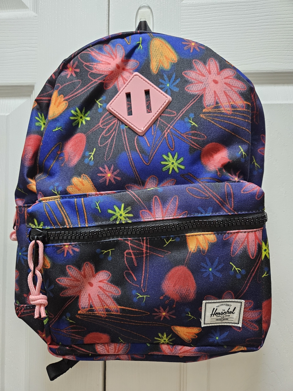 Herschel Heritage Kids/Youth Doodle Bloom Floral Backpack Navy Pink Accents, New